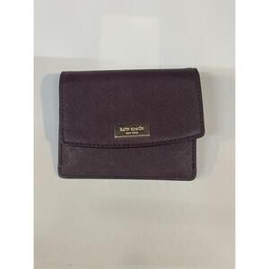 Kate Spade Wallet Womens Purple Saffiano Leather Small Bifold ID Window Zip Coin
